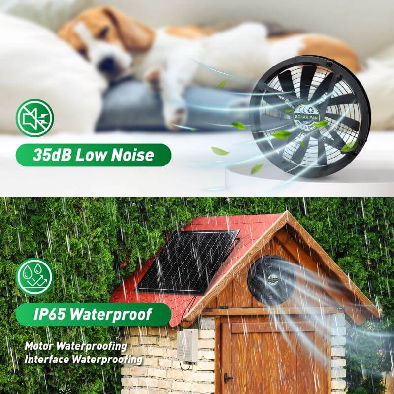 42W Solar Exhaust Intake Fan with Battery - Tampa Home & Garden Store