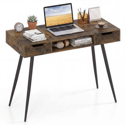 Mid Century Modern Writing Desk with Metal Legs