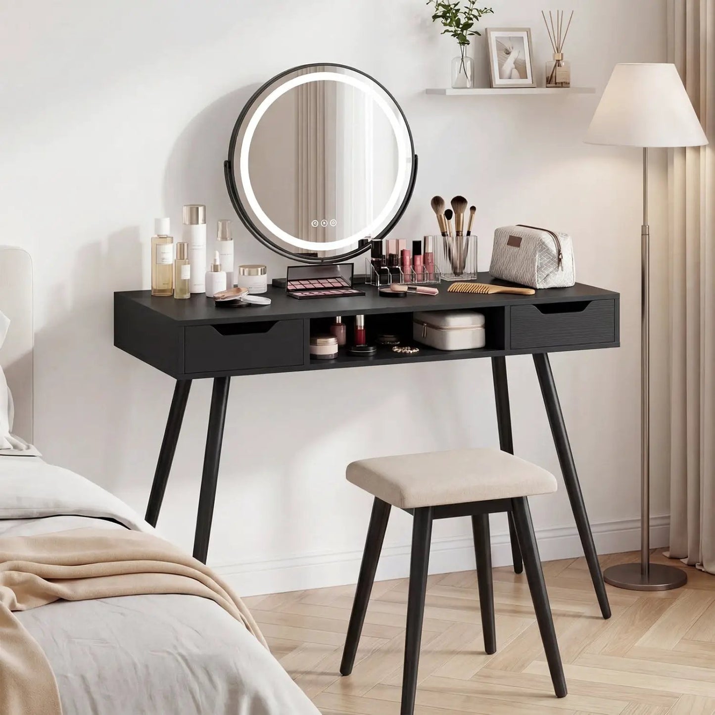 Mid Century Modern Writing Desk with Metal Legs