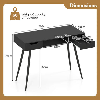 Mid Century Modern Writing Desk with Metal Legs