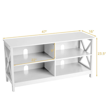 Wooden TV Stand for 55 TV with X Shaped Frame