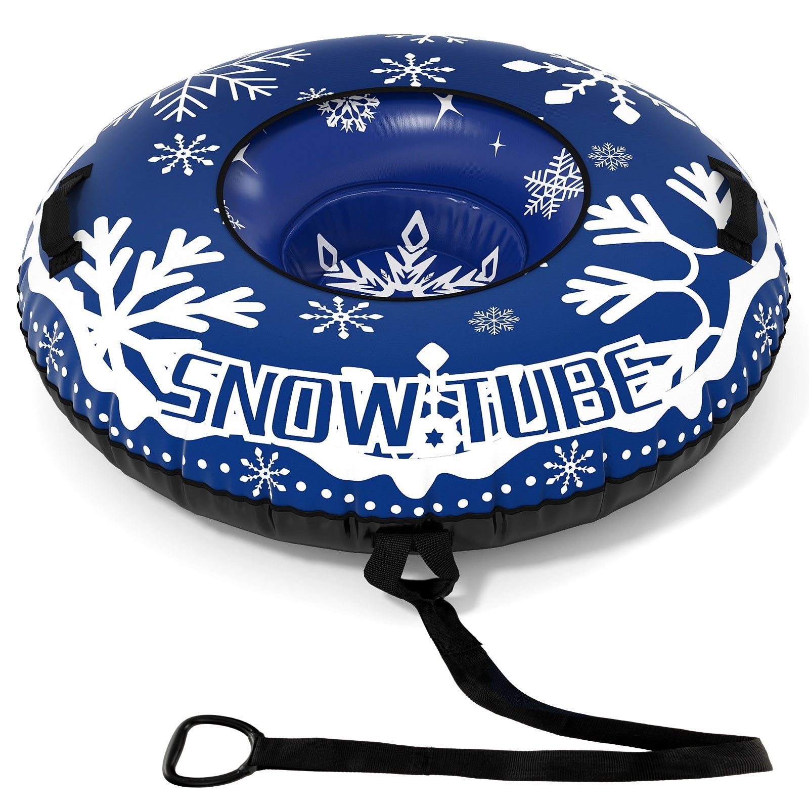 42-inch heavy-duty inflatable snow tube blue with white pattern detachable tow strap DirectDeals on Tampa Home & Garden Store