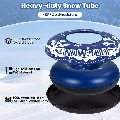 42-inch DirectDeals inflatable snow tube with detachable tow strap, blue snowflake design on Tampa Home & Garden Store