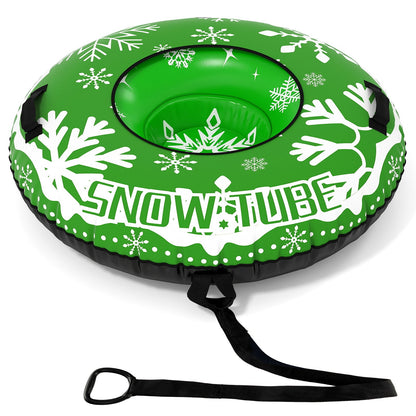 42-inch DirectDeals Snow Tube, inflatable with detachable tow strap, green snowflake design on Tampa Home & Garden Store