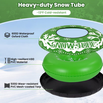 42in DirectDeals heavy-duty inflatable snow tube in green with white snowflake graphics on Tampa Home & Garden Store