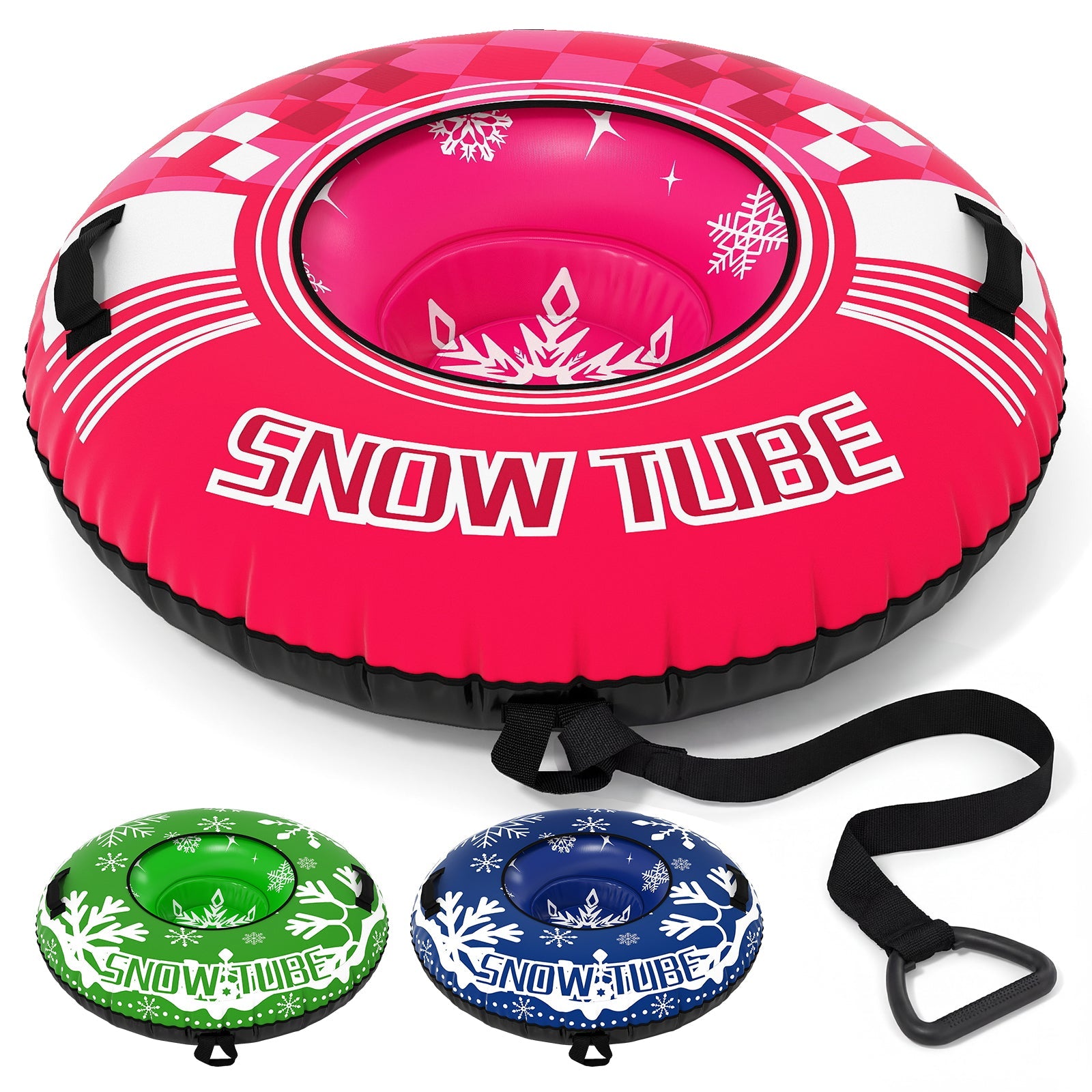 42in DirectDeals heavy-duty inflatable snow tube pink with detachable tow strap on Tampa Home & Garden Store