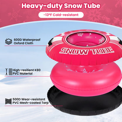 Heavy-duty inflatable snow tube 42in pink DirectDeals with detachable tow strap on Tampa Home & Garden Store