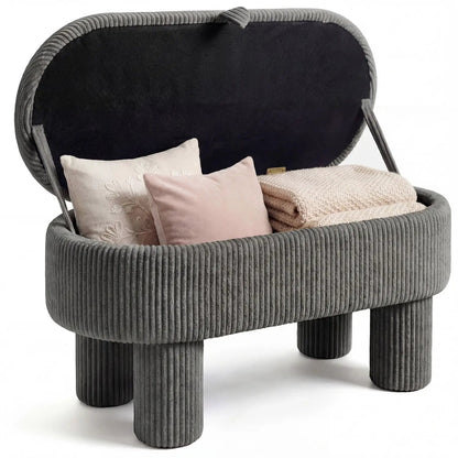 Corduroy Storage Ottoman Bench Foot Stool