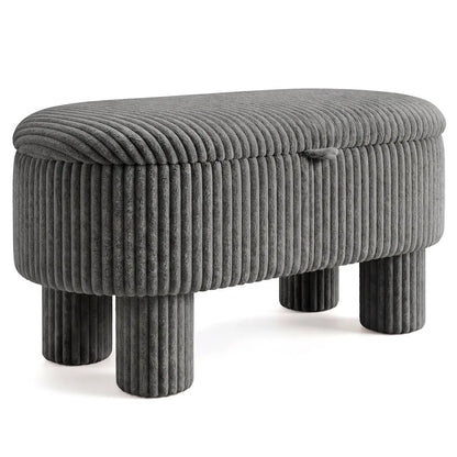 Corduroy Storage Ottoman Bench Foot Stool