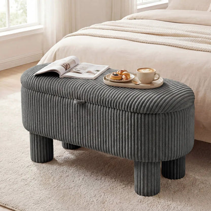 Corduroy Storage Ottoman Bench Foot Stool