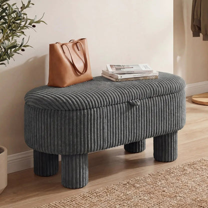 Corduroy Storage Ottoman Bench Foot Stool