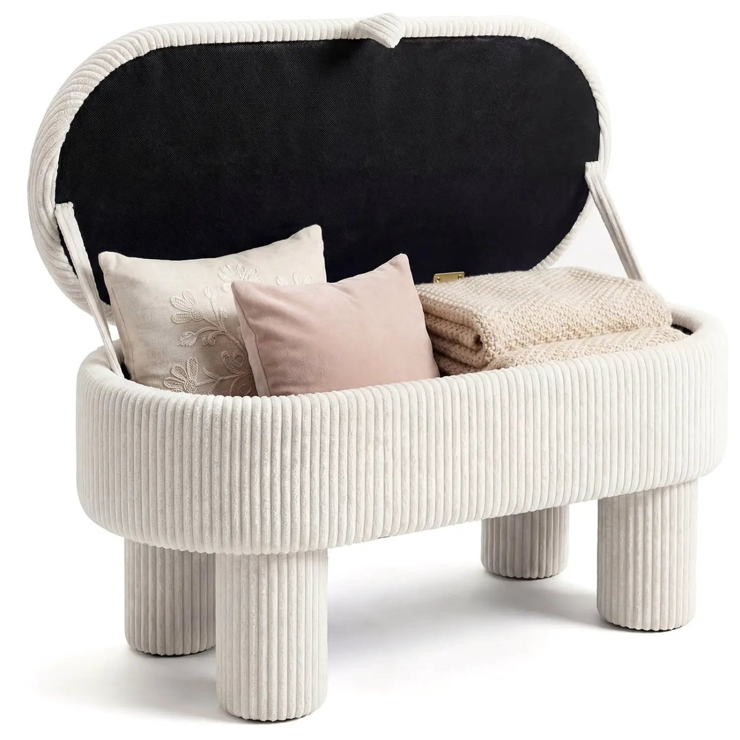 Corduroy Storage Ottoman Bench Foot Stool
