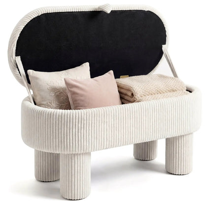 Corduroy Storage Ottoman Bench Foot Stool