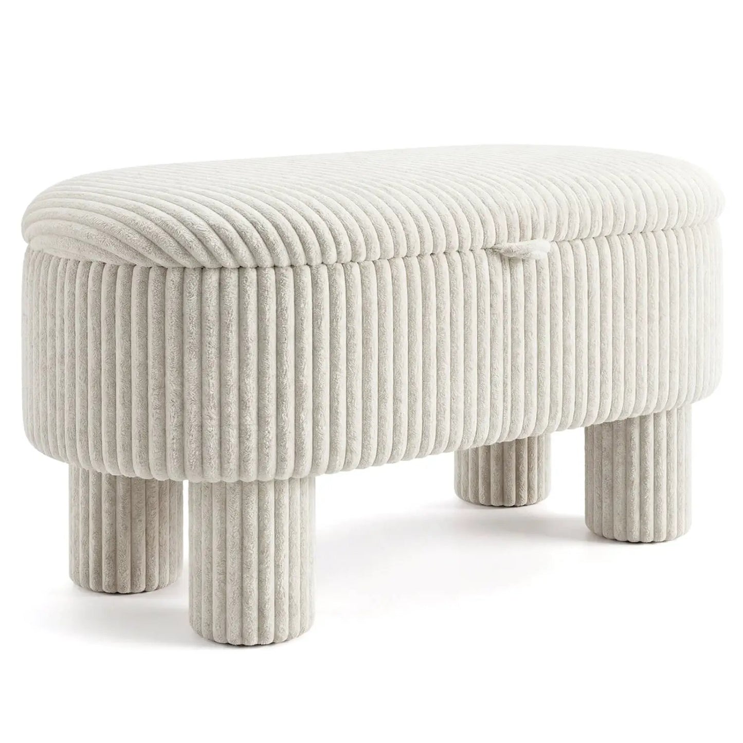 Corduroy Storage Ottoman Bench Foot Stool