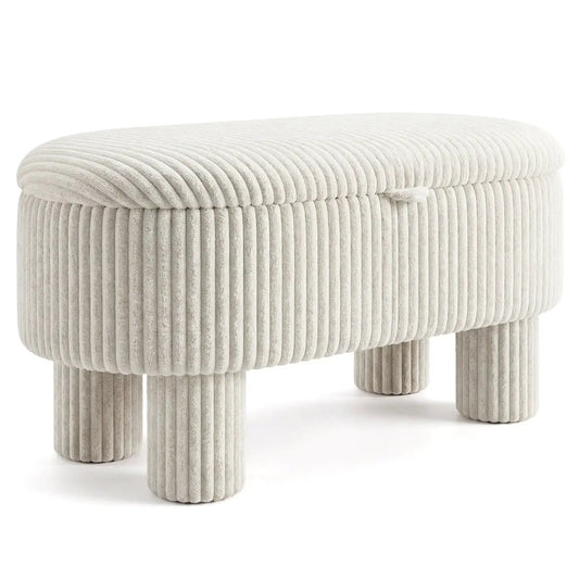 Corduroy Storage Ottoman Bench Foot Stool