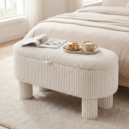 Corduroy Storage Ottoman Bench Foot Stool