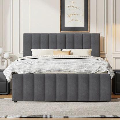 Upholstered Bed with Twin Trundle and 3 Drawers