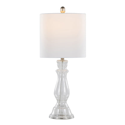 Bishop Contemporary Angel Table Lamp set of 2 with clear glass base and white shade, gold finial on Tampa Home & Garden Store