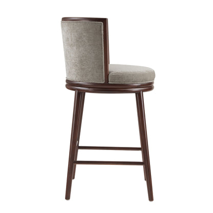 Evalyn Dove Barstool griege fabric upholstery with dark wood frame, bar height 28-30 in on Tampa Home & Garden Store