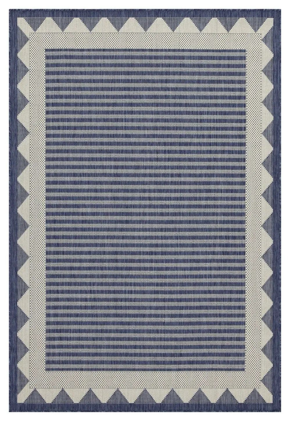 Sunshine polypropylene runner rug navy and cream stripes with border Unique Piece Furniture on Tampa Home & Garden Store
