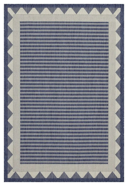 Sunshine polypropylene runner rug navy and cream stripes with border Unique Piece Furniture on Tampa Home & Garden Store