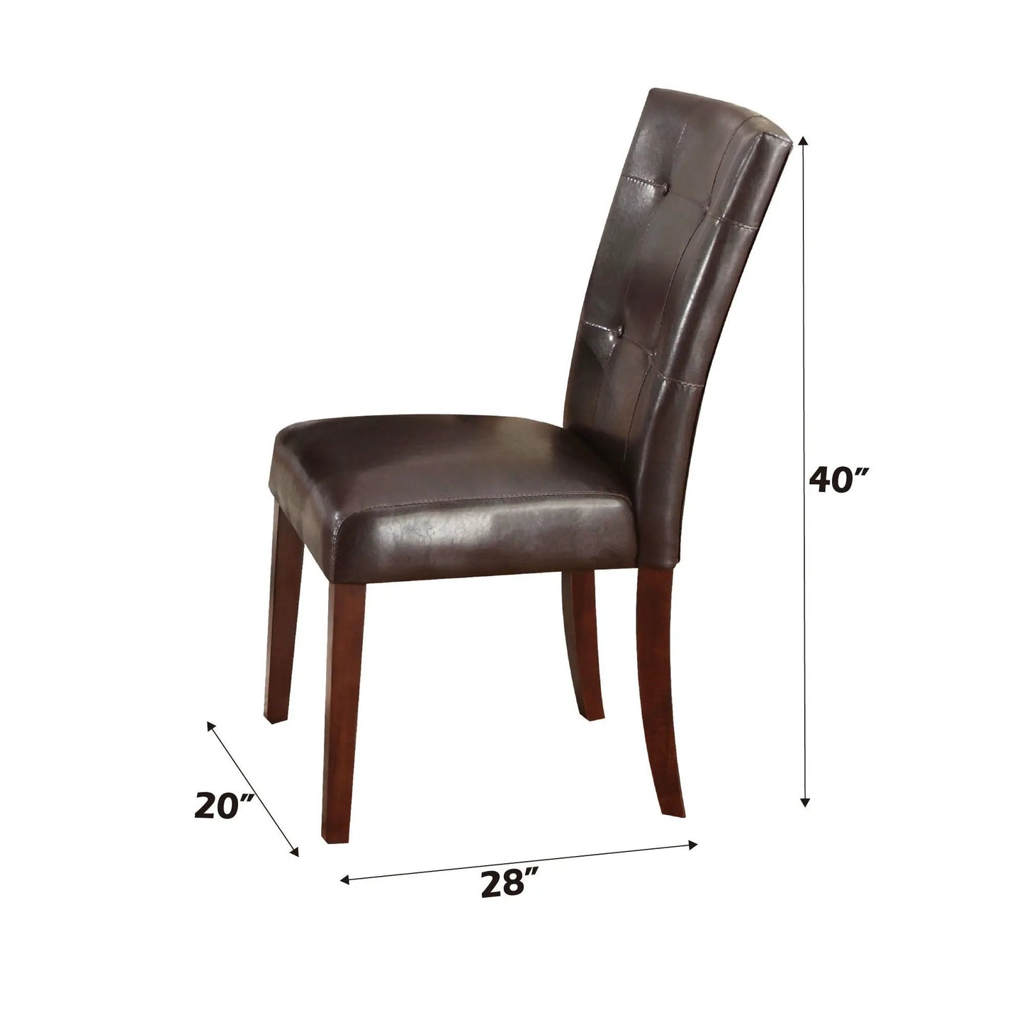 Britney synthetic leather side chair set of 2, brown with walnut wood legs on Tampa Home & Garden Store