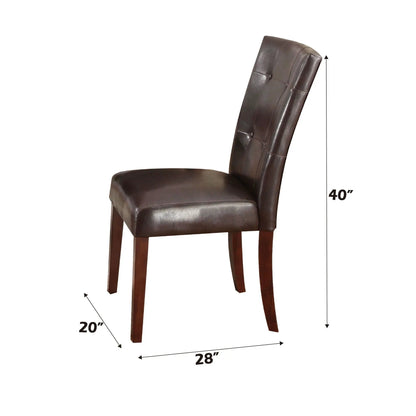 Britney synthetic leather side chair set of 2, brown with walnut wood legs on Tampa Home & Garden Store