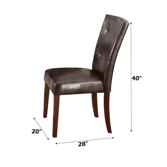 Britney synthetic leather side chair set of 2, brown with walnut wood legs on Tampa Home & Garden Store