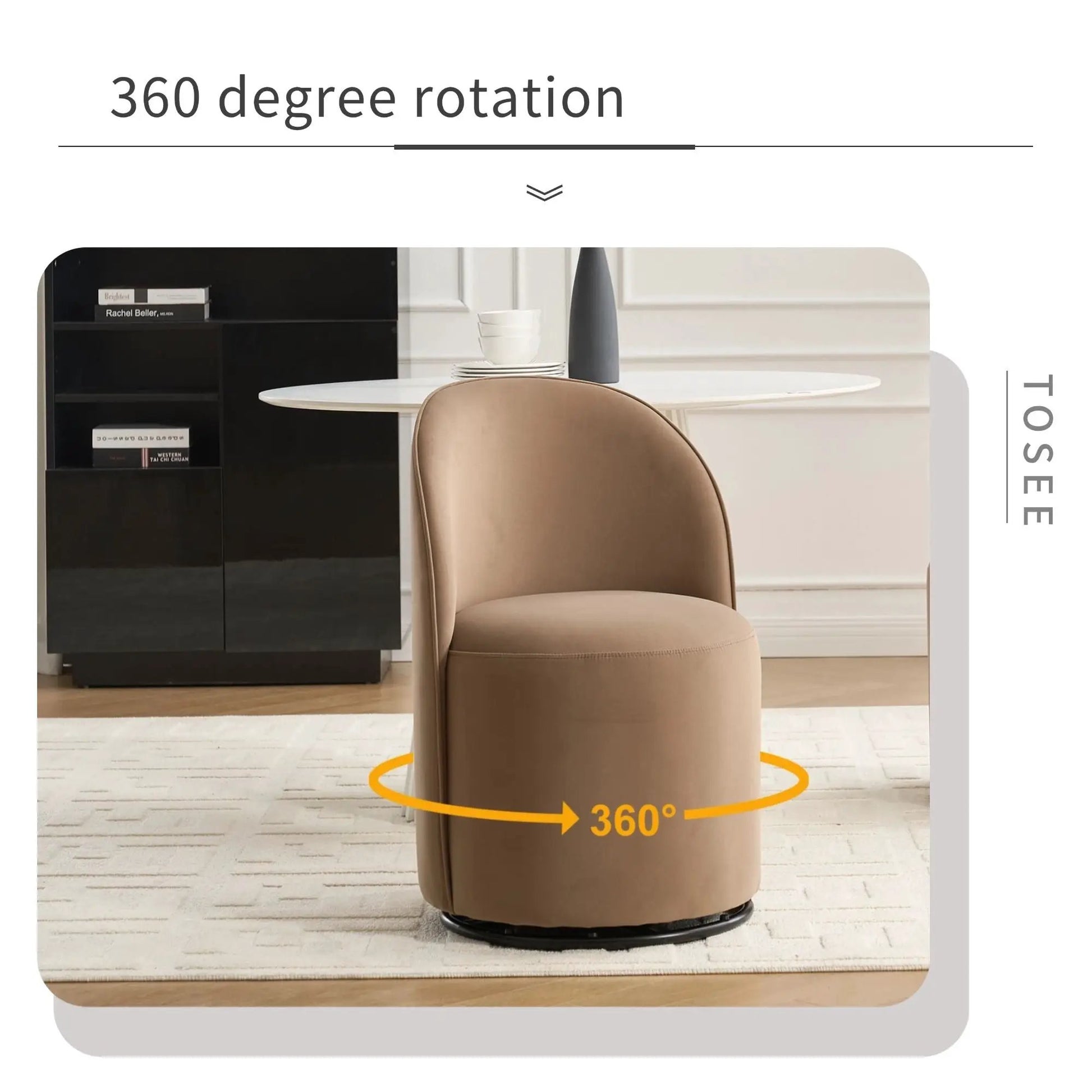 360 Swivel Armless Dining Barrel Chair tan leather with swivel base Unique Piece Furniture on Tampa Home & Garden Store