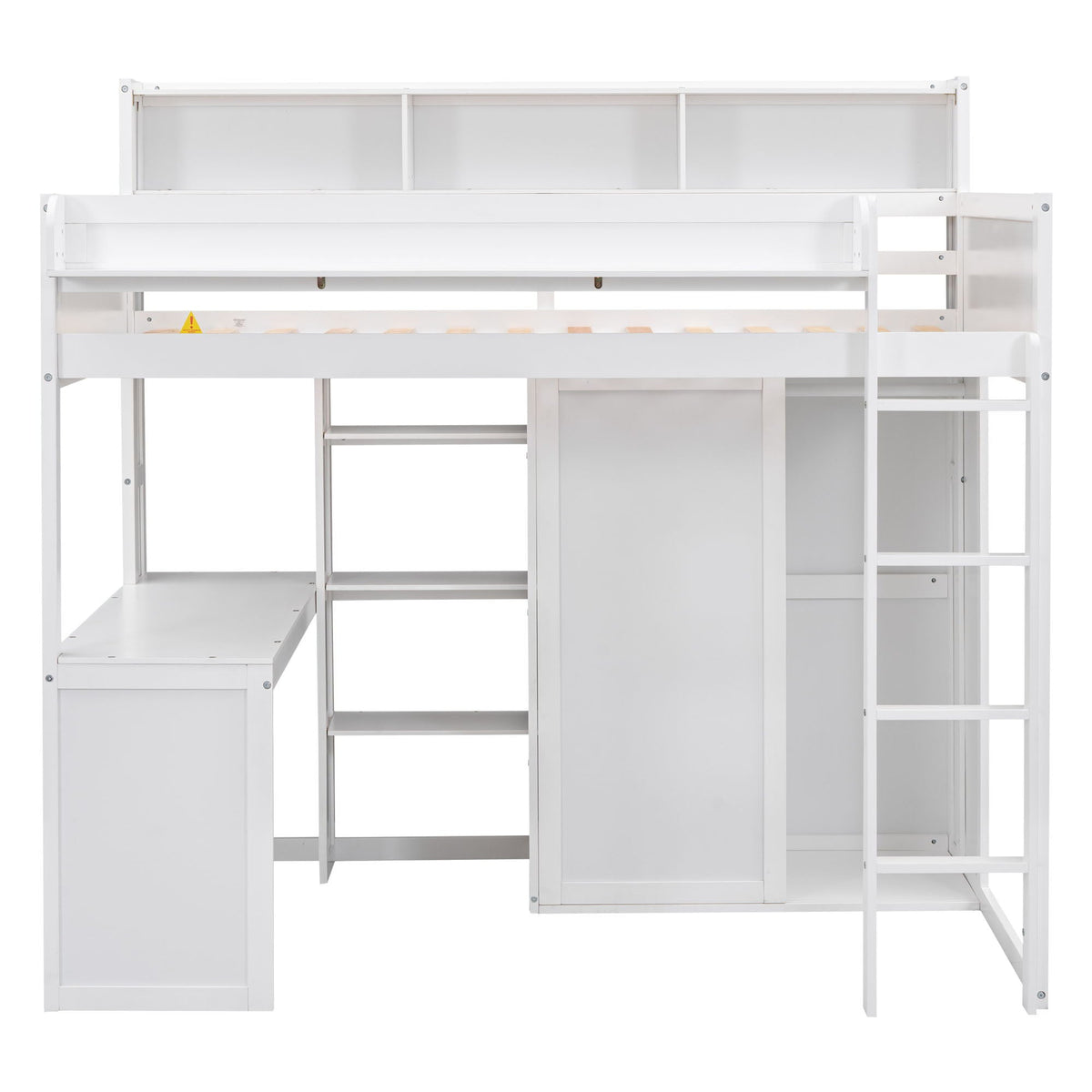 Loft bed with built-in desk, storage shelves and wardrobe in white by HouseOfZazla on Tampa Home & Garden Store