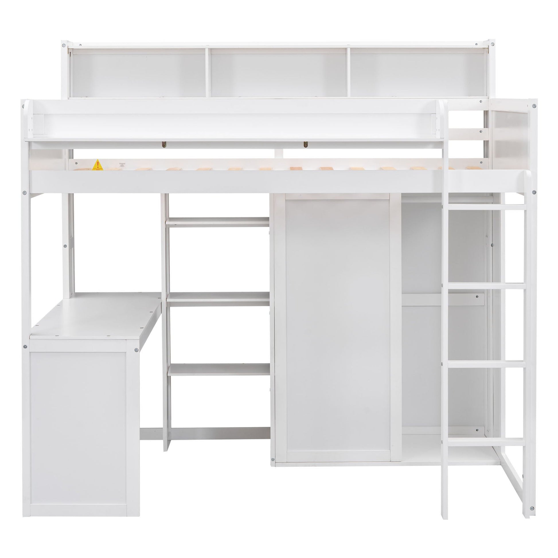 Loft bed with built-in desk, storage shelves and wardrobe in white by HouseOfZazla on Tampa Home & Garden Store
