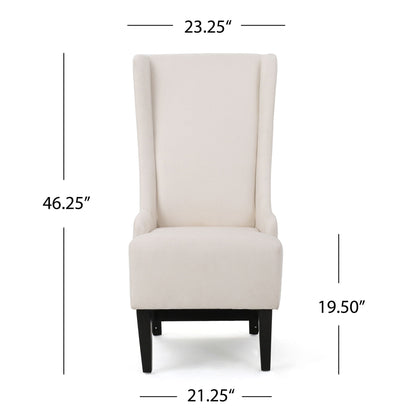 Upholstered dining chair beige with high back and birch wood legs HouseOfZazla on Tampa Home & Garden Store