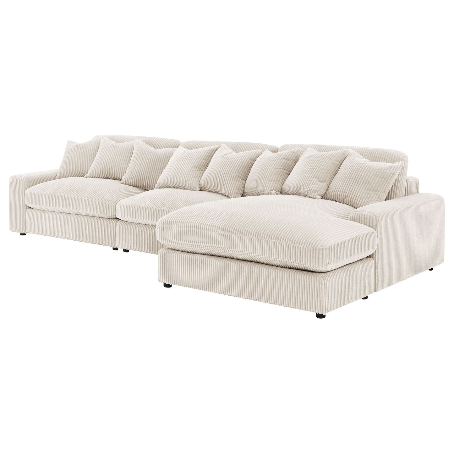 Cassidy upholstered sectional sofa with reversible cushions beige corduroy fabric HouseOfZazla on Tampa Home & Garden Store