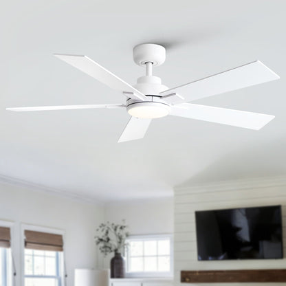 Reversible Motor Integrated LED Dimmable Ceiling Fan With Light white finish by HouseOfZazla on Tampa Home & Garden Store
