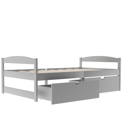 Platform Bed With 2 Drawers gray finish, twin storage bed by HouseOfZazla on Tampa Home & Garden Store