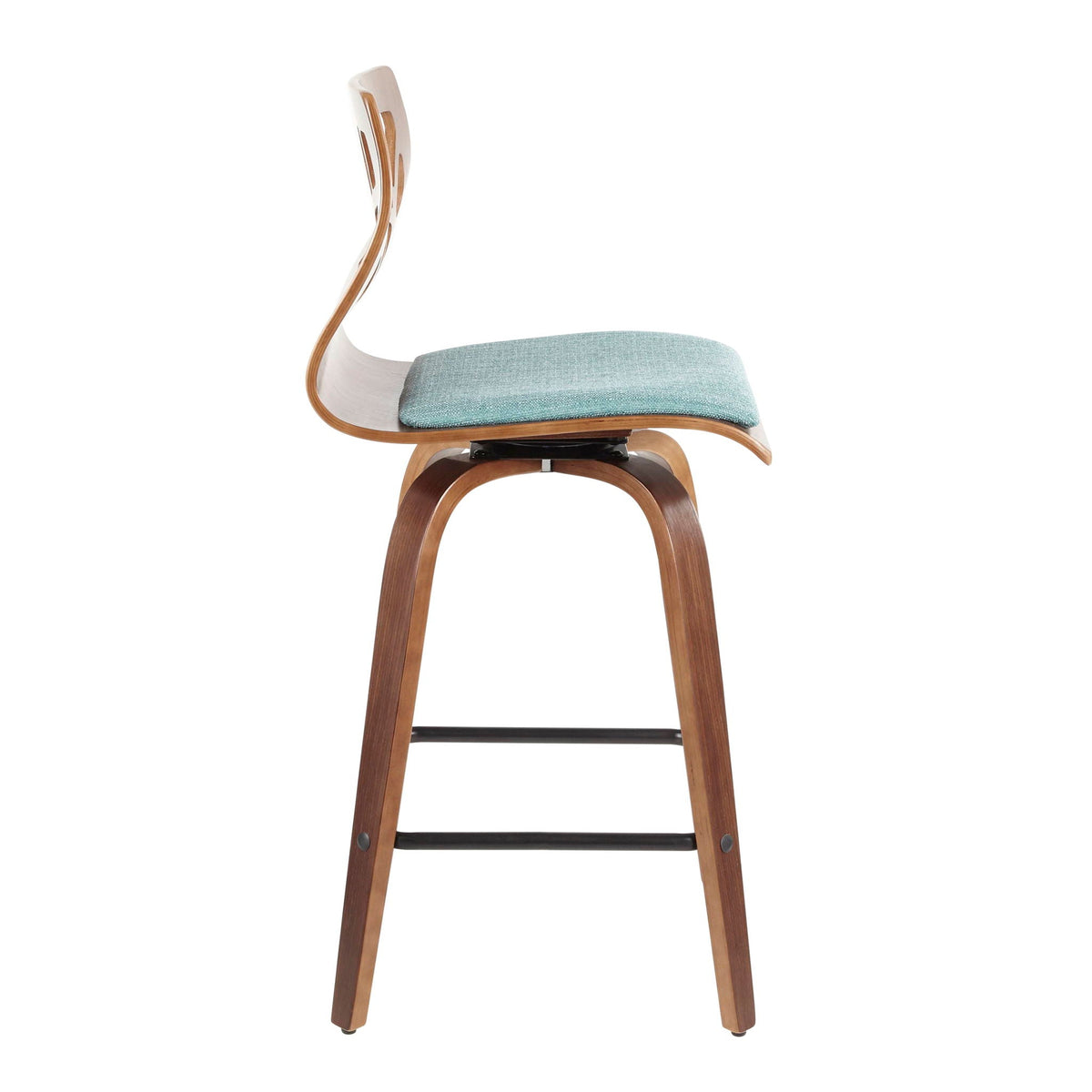 Mid-Century Modern counter stool with swivel and light blue upholstery on Tampa Home & Garden Store