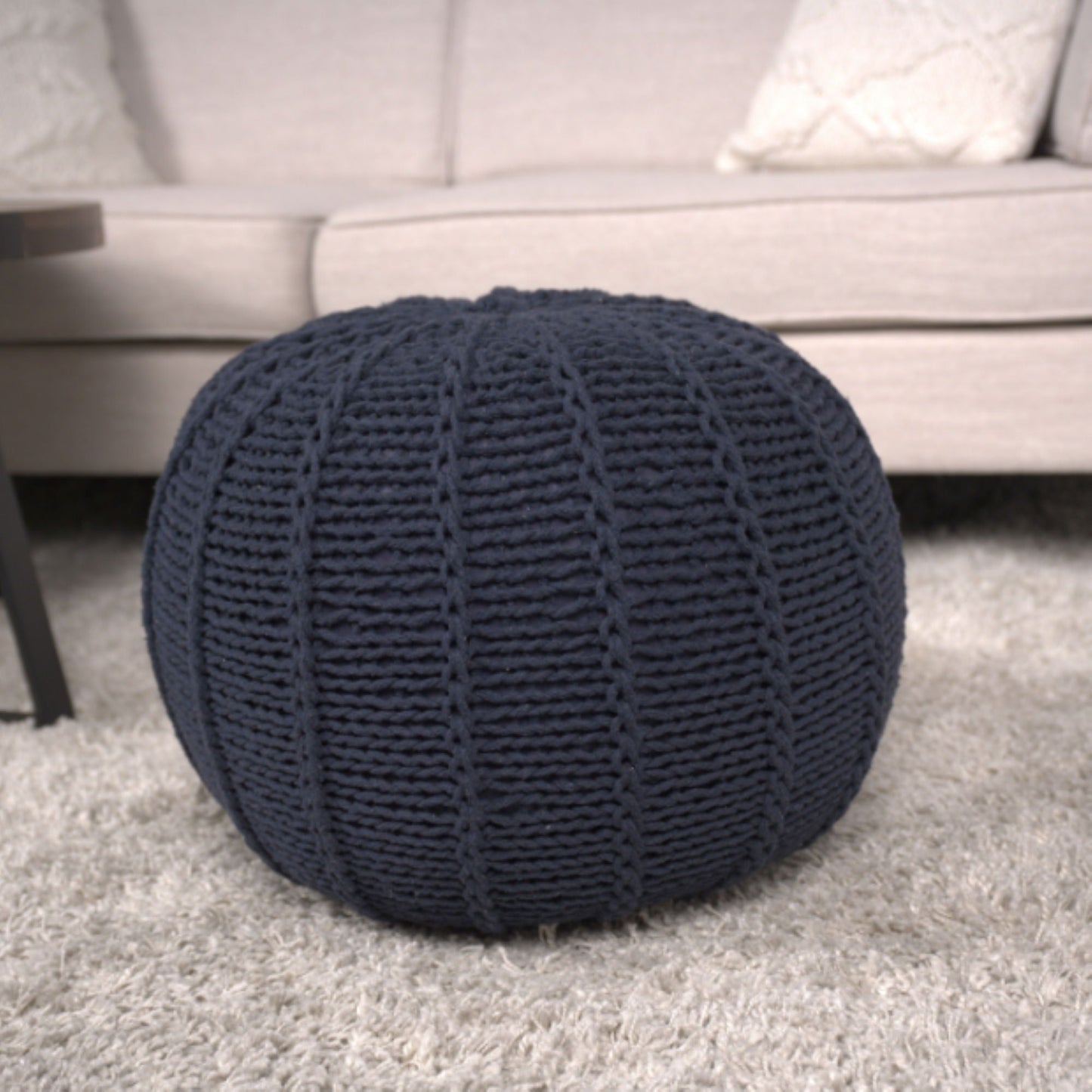 Bordeaux Knitted Pouf Ottoman and Floor Cushion