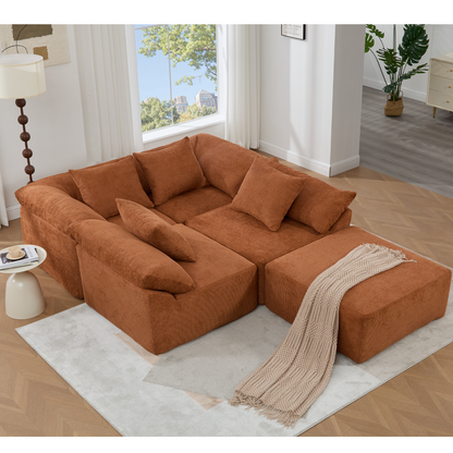 142-inch L-shaped modular sectional sofa by HouseOfZazla in burnt orange fabric on Tampa Home & Garden Store