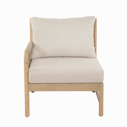 Casper Outdoor 3-Seater Sofa cushion in beige fabric on a natural wood frame on Tampa Home & Garden Store