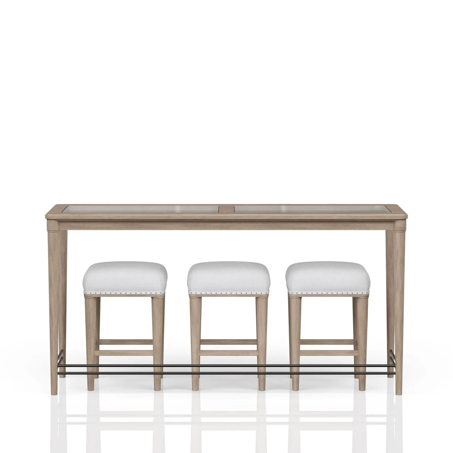 Glass Console Table With 3 Stools Frosted