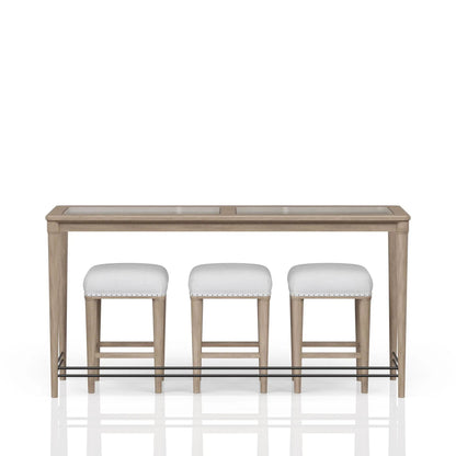 Glass Console Table With 3 Stools Frosted