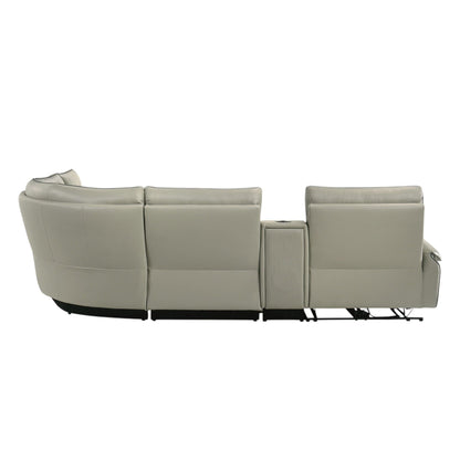 Jayke Power Motion Sectional Sofa light gray leather reclining chaise by HouseOfZazla on Tampa Home & Garden Store