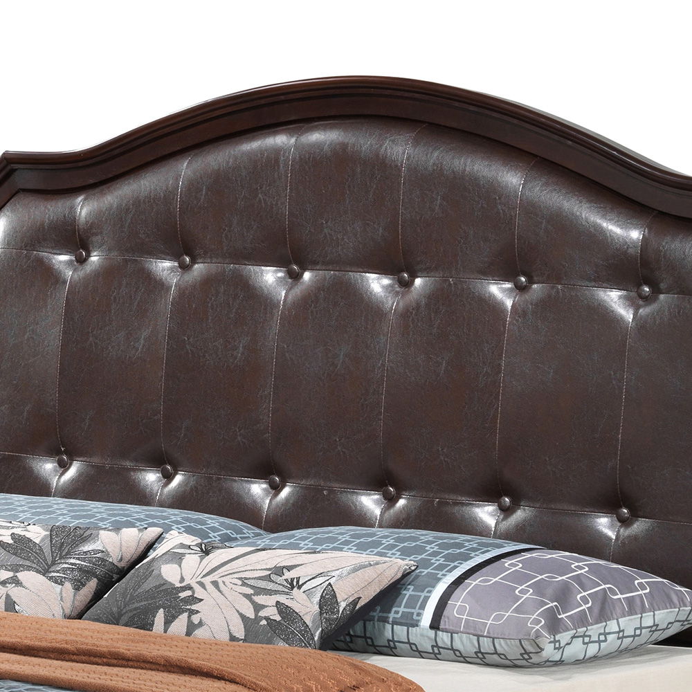 Bed With Transitional Design bed by HouseOfZazla in brown faux leather tufted headboard on Tampa Home & Garden Store
