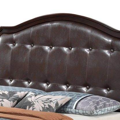 Bed With Transitional Design bed by HouseOfZazla in brown faux leather tufted headboard on Tampa Home & Garden Store