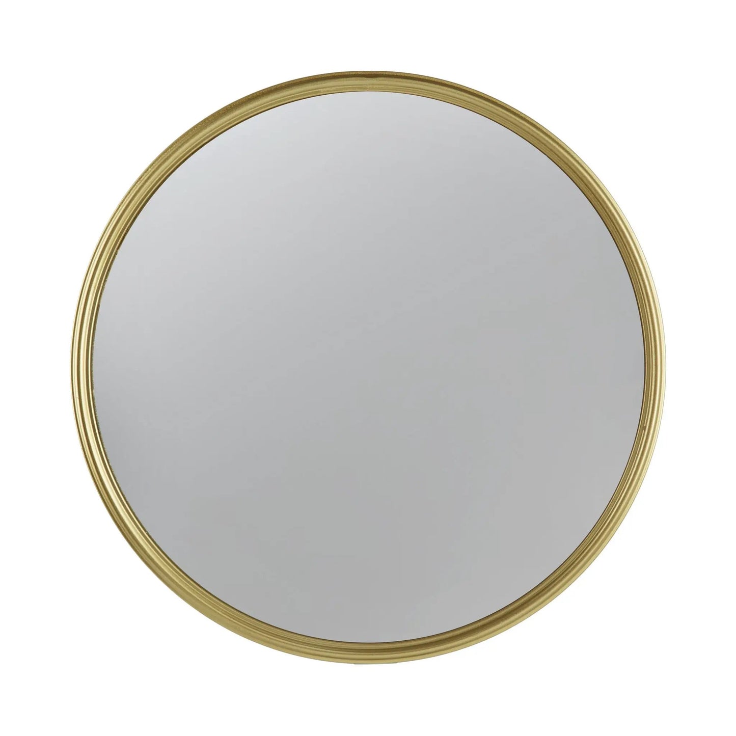 Round mirror with gold iron frame and reflective surface, wall decor by Unique Piece Furniture on Tampa Home & Garden Store