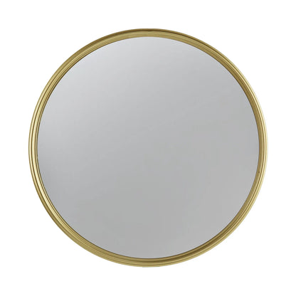 Round mirror with gold iron frame and reflective surface, wall decor by Unique Piece Furniture on Tampa Home & Garden Store