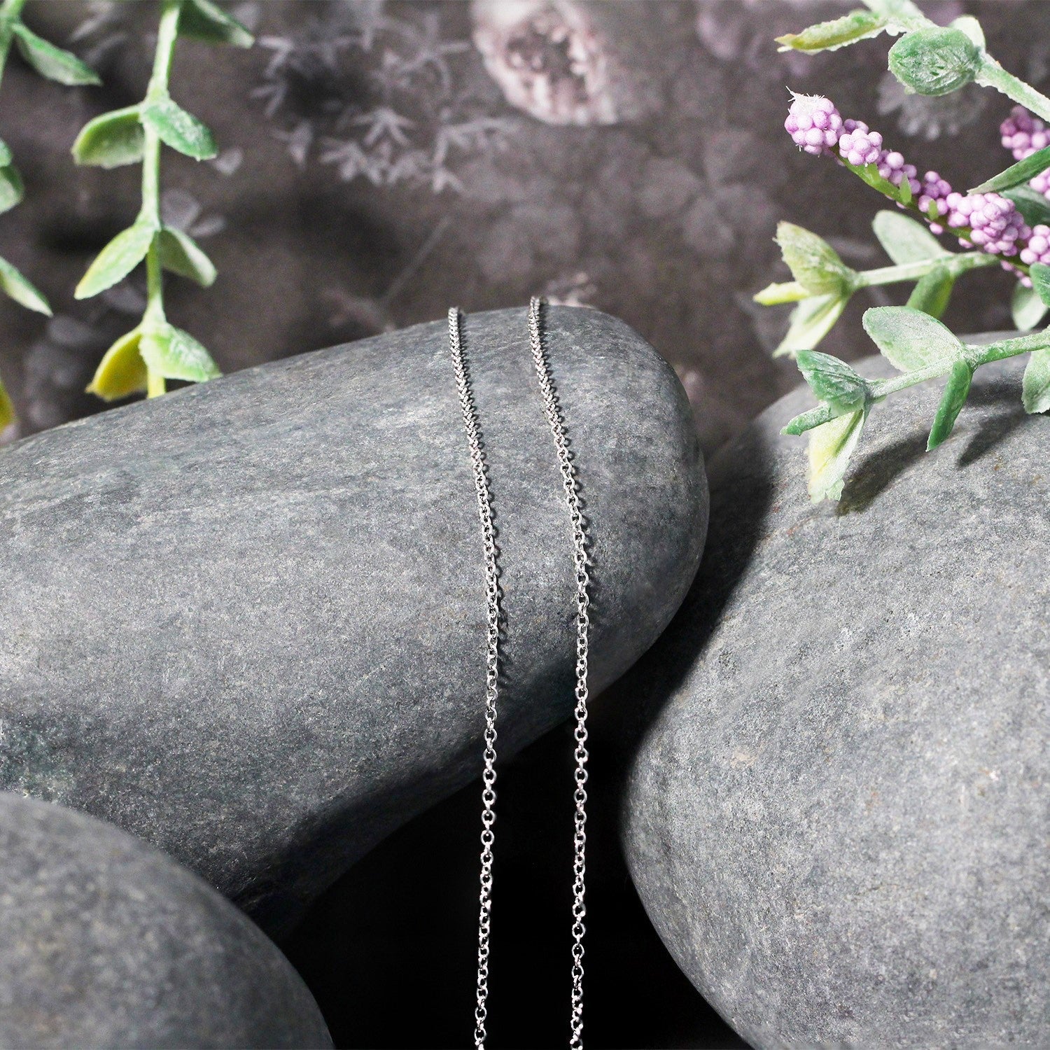 Two 14k white gold round cable link chain necklaces, 1.1mm, silver tone, by Bids.com on Tampa Home & Garden Store
