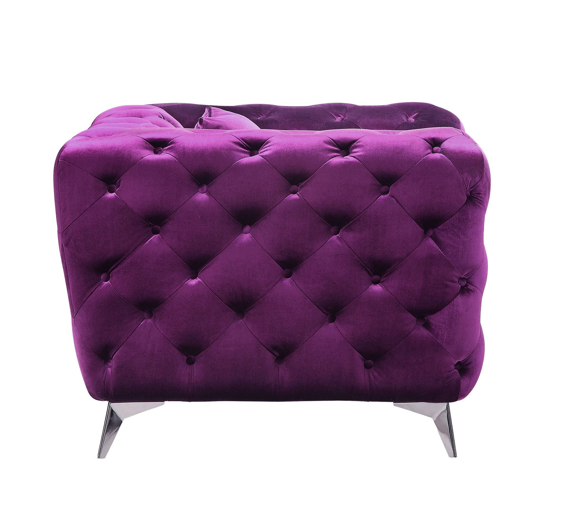 Atronia luxury purple velvet tufted stationary loveseat with diamond tufting and metal legs on Tampa Home & Garden Store