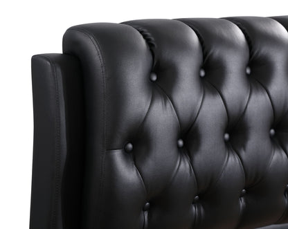 Tufted Upholstered Bed HouseOfZazla black leather deep button tufting on Tampa Home & Garden Store
