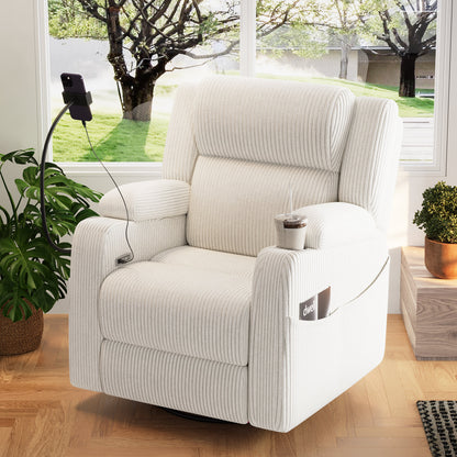 Electric power recliner chair with heat and massage in cream corduroy by HouseOfZazla on Tampa Home & Garden Store